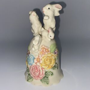 Vintage Cracker Barrel Bunny Bell Flowers Easter Spring Flowers Rabbit